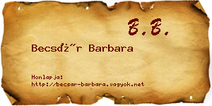 Becsár Barbara névjegykártya
